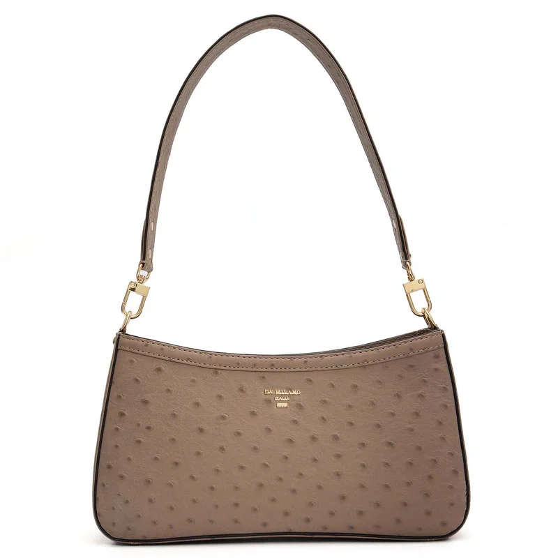 Da Milano Small Ostrich Leather Baguette - Slate